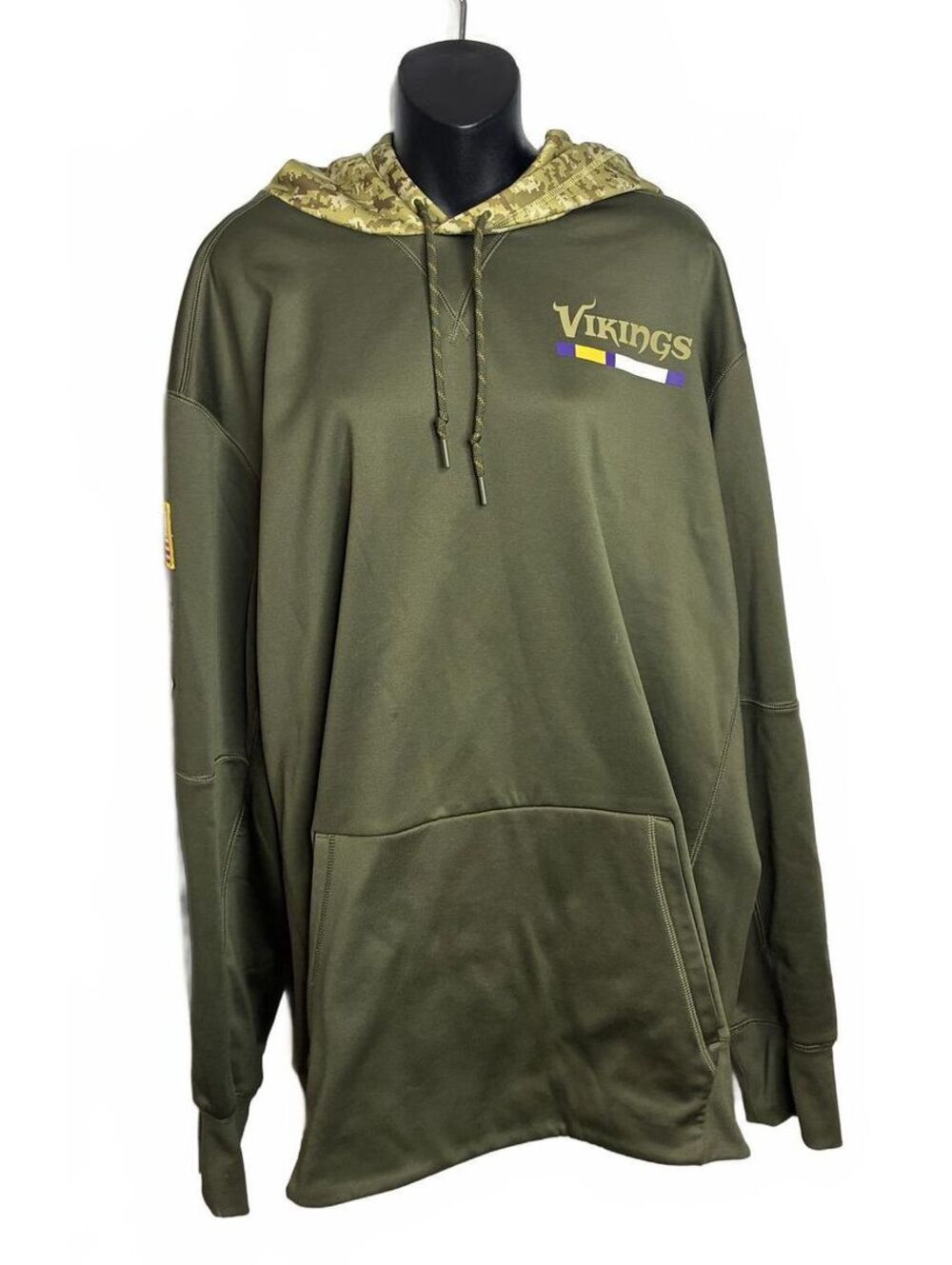 Nike Minnesota Vikings NFL Hoodie with Camo Hood and Patches Men's 3x